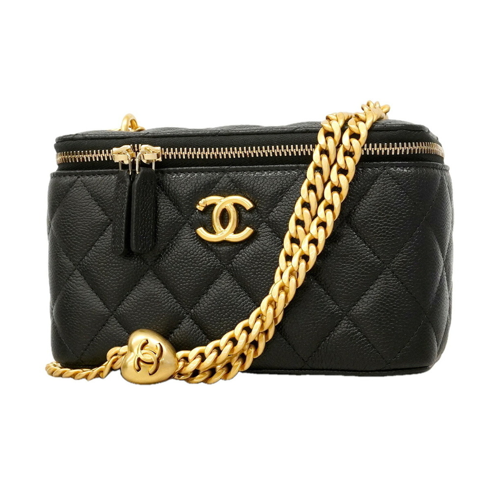 Chanel Matelassé Chain Shoulder Bag, Caviar Leather, Black, Women's